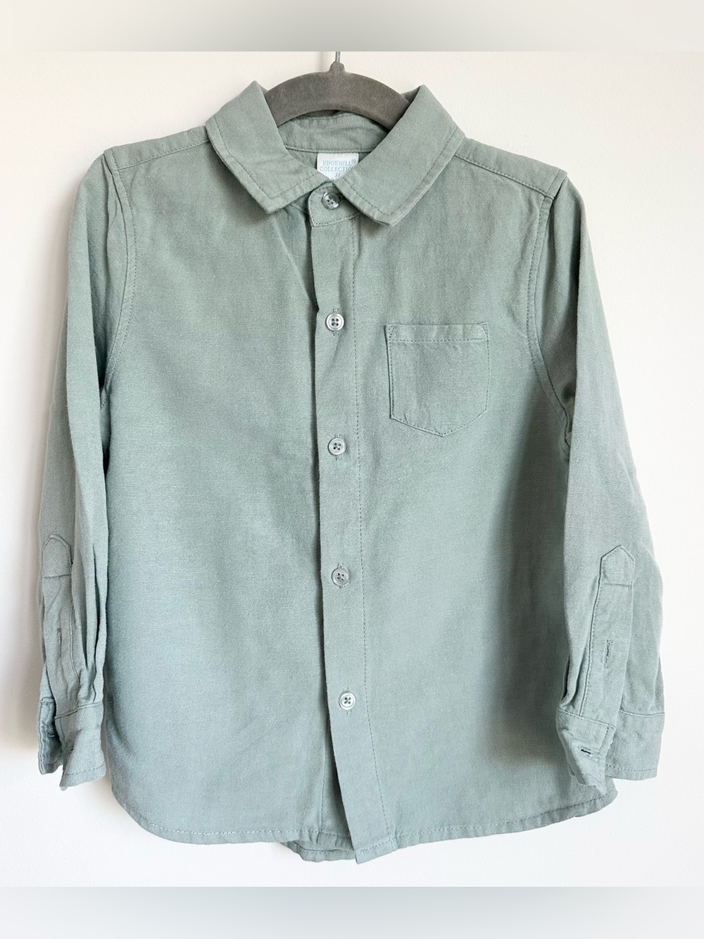 EDGEHILL COLLECTION Toddler Sage Green Linen Button-Up Shirt Size 3T